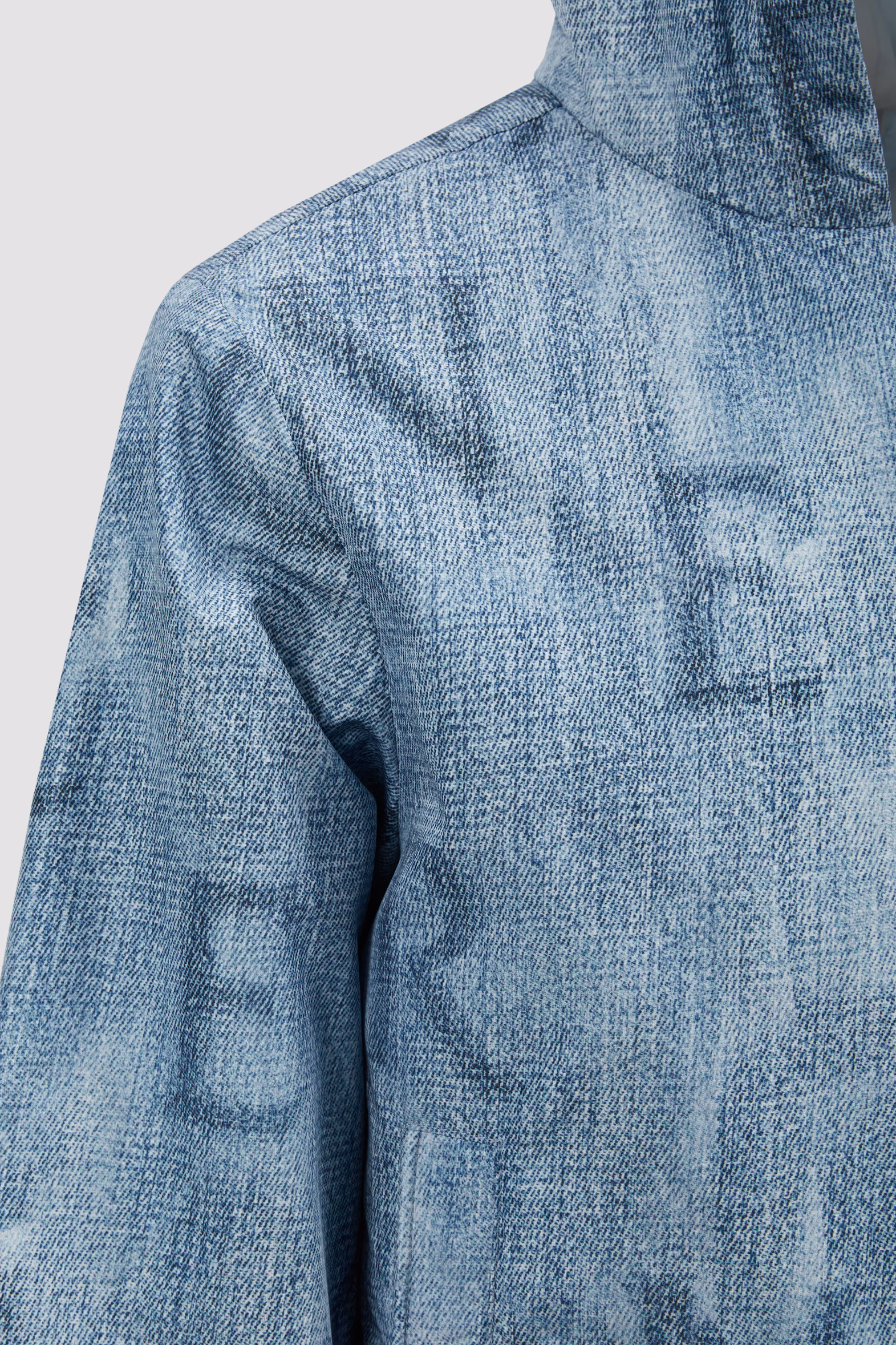 Seanle Denim-Effect Hooded Jacket Boy Denim Blue Moncler 4
